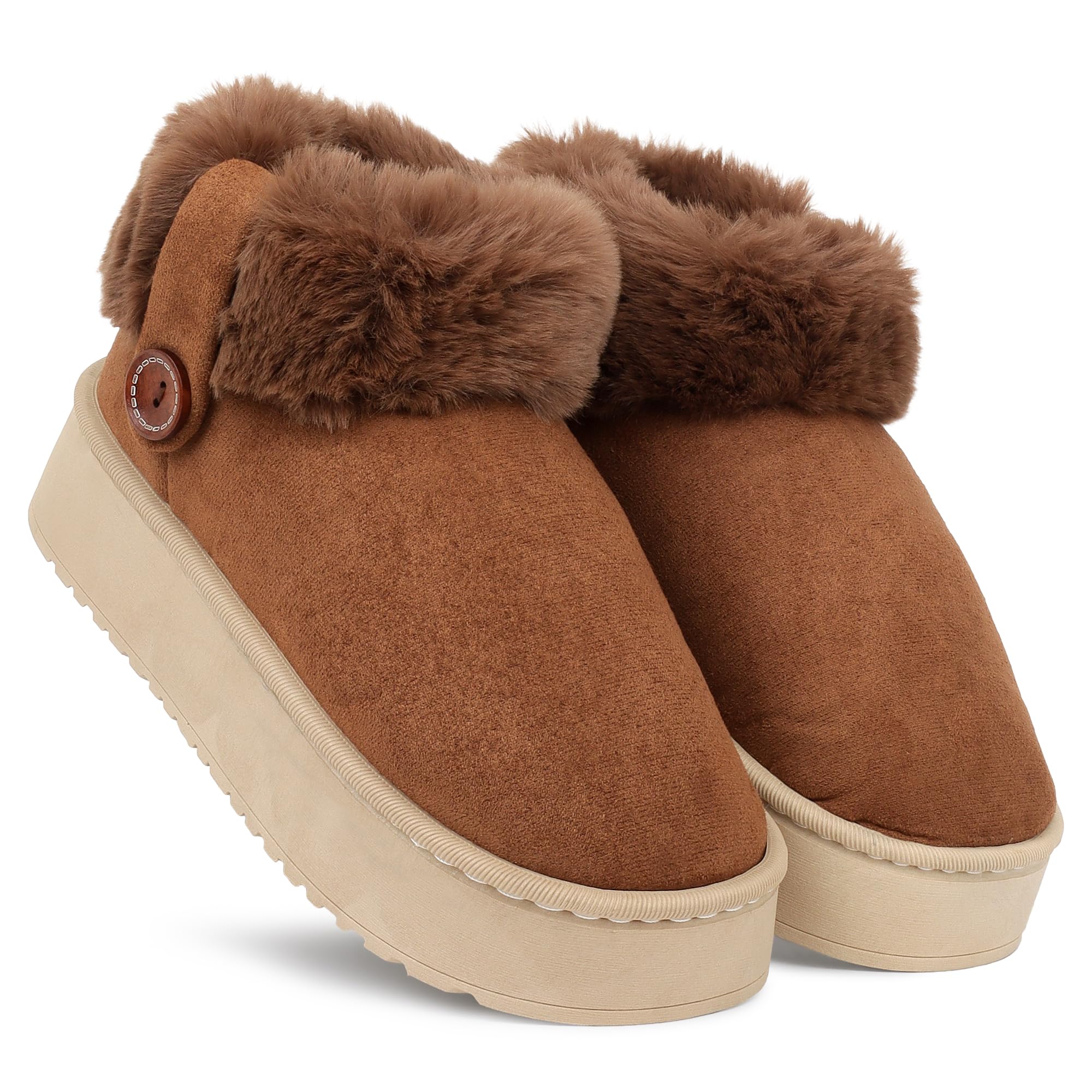 Comfortable Indoor/Outdoor Winter Fur Snow Boot |Women's Slip on Thick Sole Shoes