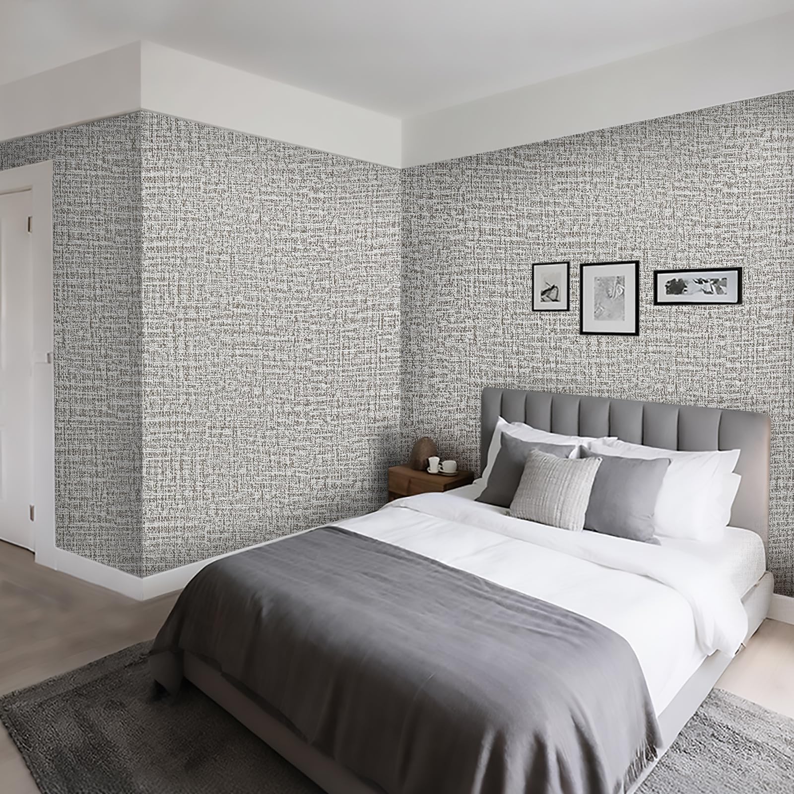 Grey Self Adhesive Wallpaper 3mm Thick Thermal Insulation Peel and Stick Wallpaper Insulating Waterproof Removable Wall Paper Decorative Wall Panels Stickers For Bedroom Living Room Hotel 50x1000cm