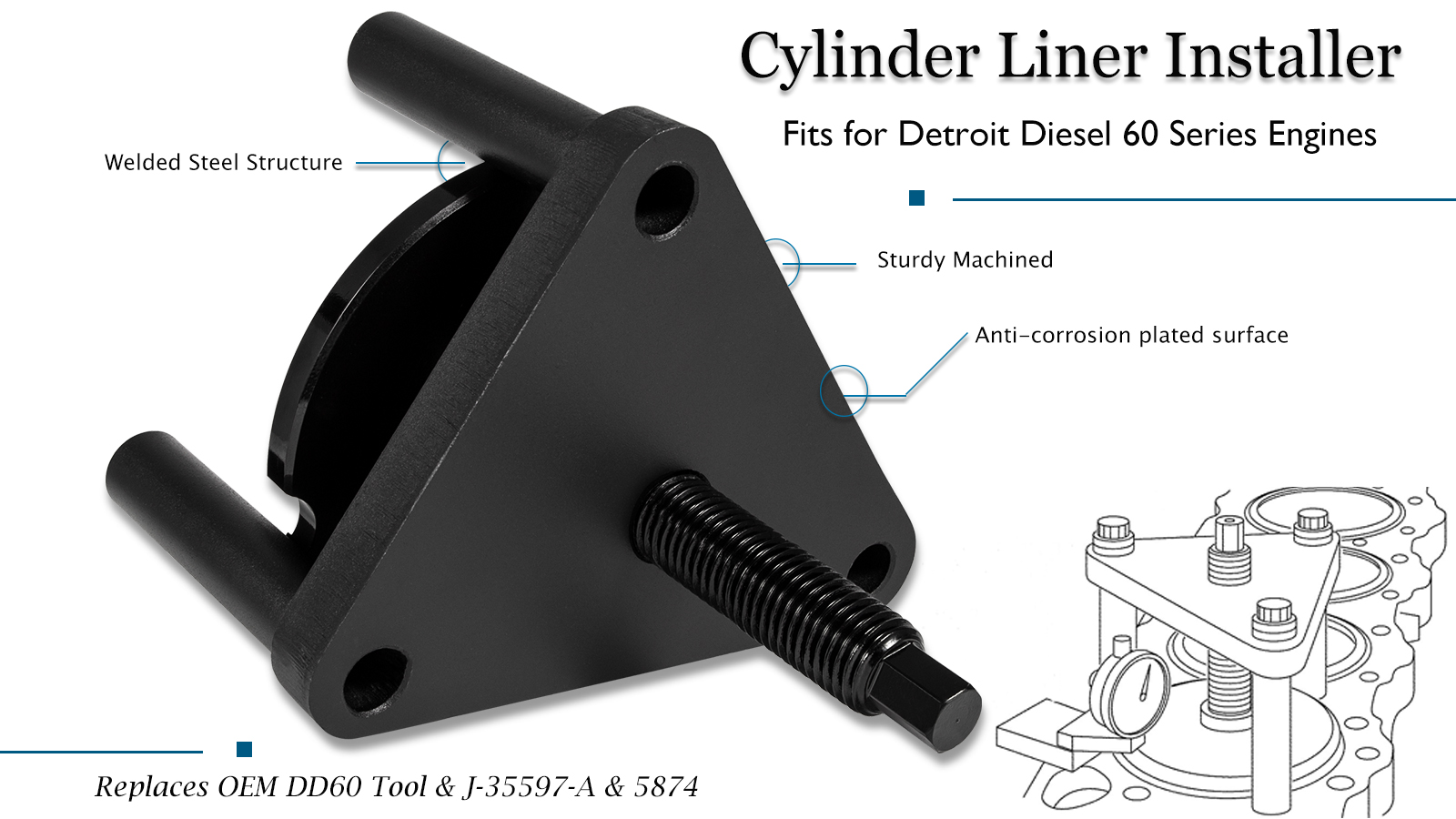 Amazon.com: J-35597-A Cylinder Liner Installer Tool Replaces 5874