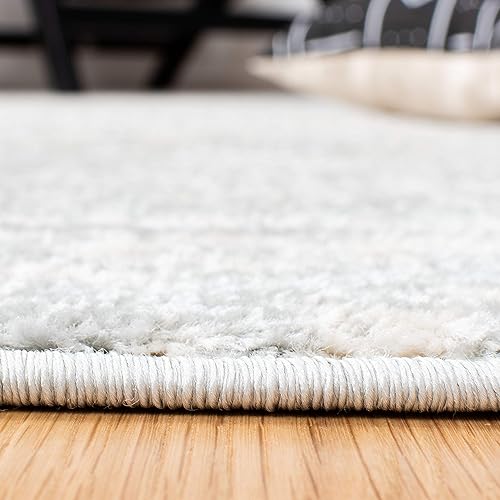 Miniatura 5 de SAFAVIEH Tapete de la colección Tulum de 6 x 9 pies, color marfil y gris claro, diseño tribal bohemio marroquí, no desprende pelo y es de fácil