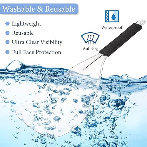 Miniatura 3 de Noverlife Paquete de 3 máscaras faciales de peluquería de plástico con mango de esponja, protector de laca reutilizable para peluquería y maquillaje