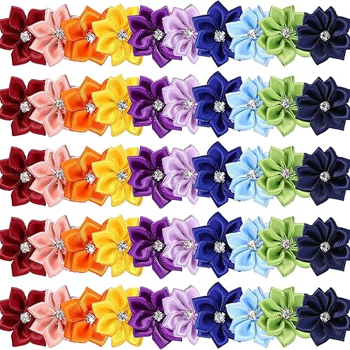 50 lazos de satén de flores de 1.18 pulgadas, apliques de costura de flores de margarita, adornos de boda, decoración de manualidades, corona,