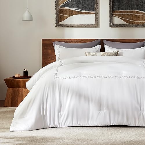 SLEEP ZONE - Juego de edredón tamaño Queen de 3 piezas con funda de cojín, diseño de mil rayas con relleno alternativo suave y ligero, refrescante