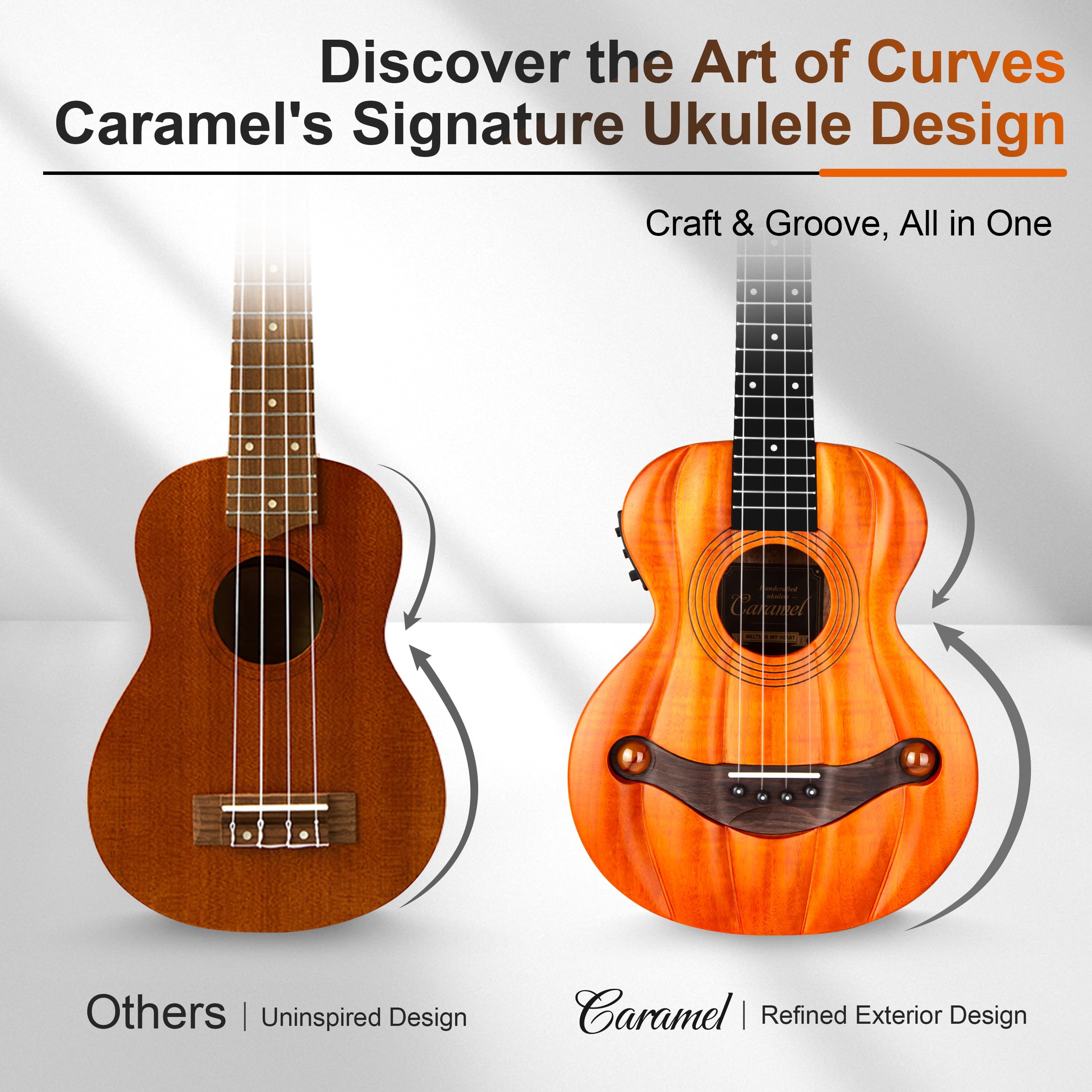 Caramel TEM45 Tenor-Akustik-Elektro-Ukulele, 66 cm
