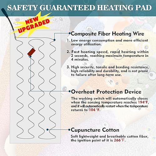 Miniatura 3 de Almohadilla térmica para calambres menstruales y alivio del dolor de cuello y hombro, portátil de 19.7 pulgadas, gato de felpa con un vientre suave