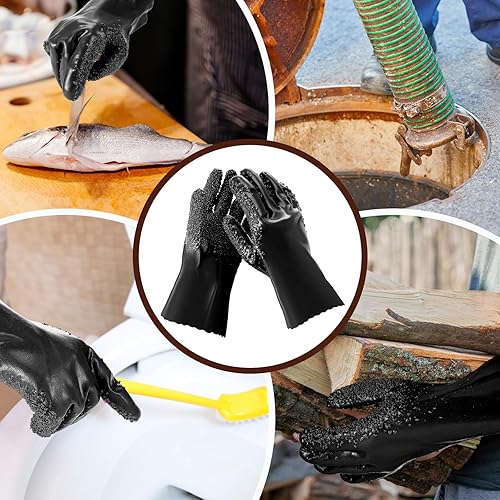 Miniatura 5 de 4 pares de guantes de serpiente de alcantarillado antideslizantes y reutilizables, de PVC, resistentes a la abrasión, limpieza de drenaje,