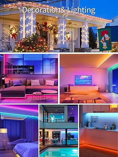 Miniatura 7 de Luces LED para dormitorio de 32.8 pies, kit de tiras de luces LED con control remoto de 44 teclas, 300 LED, SMD 2835 RGB para dormitorio,