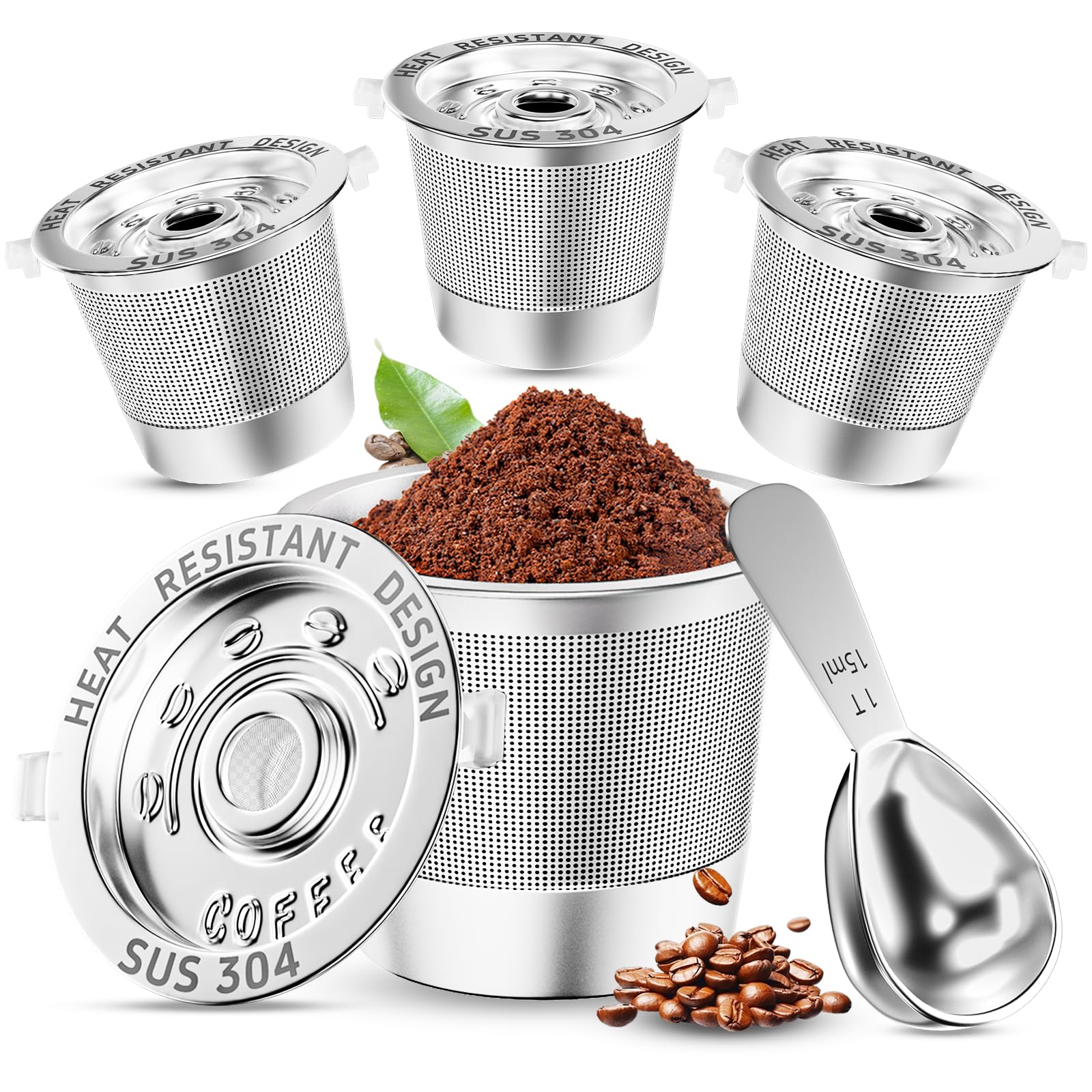 4 Pack Reusable K Cups for Keurig 1.0, not for 2.0 Coffee Machine, Scoop