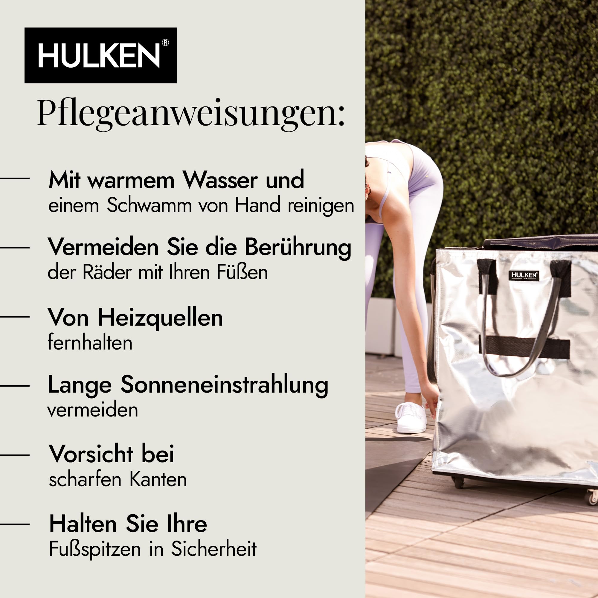 HULKEN - (Große, silberne) wiederverwendbare Einkaufstasche auf Rädern. Der Einkaufswagen trägt bis zu 30 kg. Der klappbare Einkaufstrolley hat robuste Griffe und Reißverschluss, ist flach und faltbar