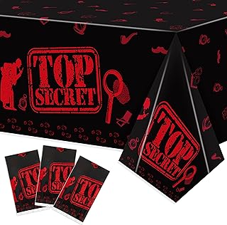3PCS Spy Party Tablecloths for Kids Birthday Party, Secret Agent Theme Table Covers, Spy Plastic Tablecloth, Spy Themed Party Decorations for Boys, Agent Theme Spy Detective Party Supplies