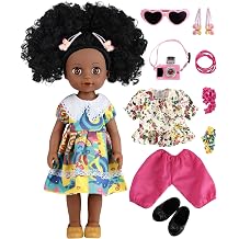 GAGAKU Black Doll for Girls, 14" Black Baby Dolls with Accessories for Toddlers Kids 3+ Years Old, Girl Baby Dolls with Natural Hair
