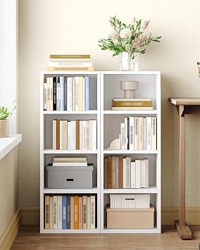Hzuaneri Bookcase, Narrow Tall Bookshelf, 8-Tier Skinny Shelf