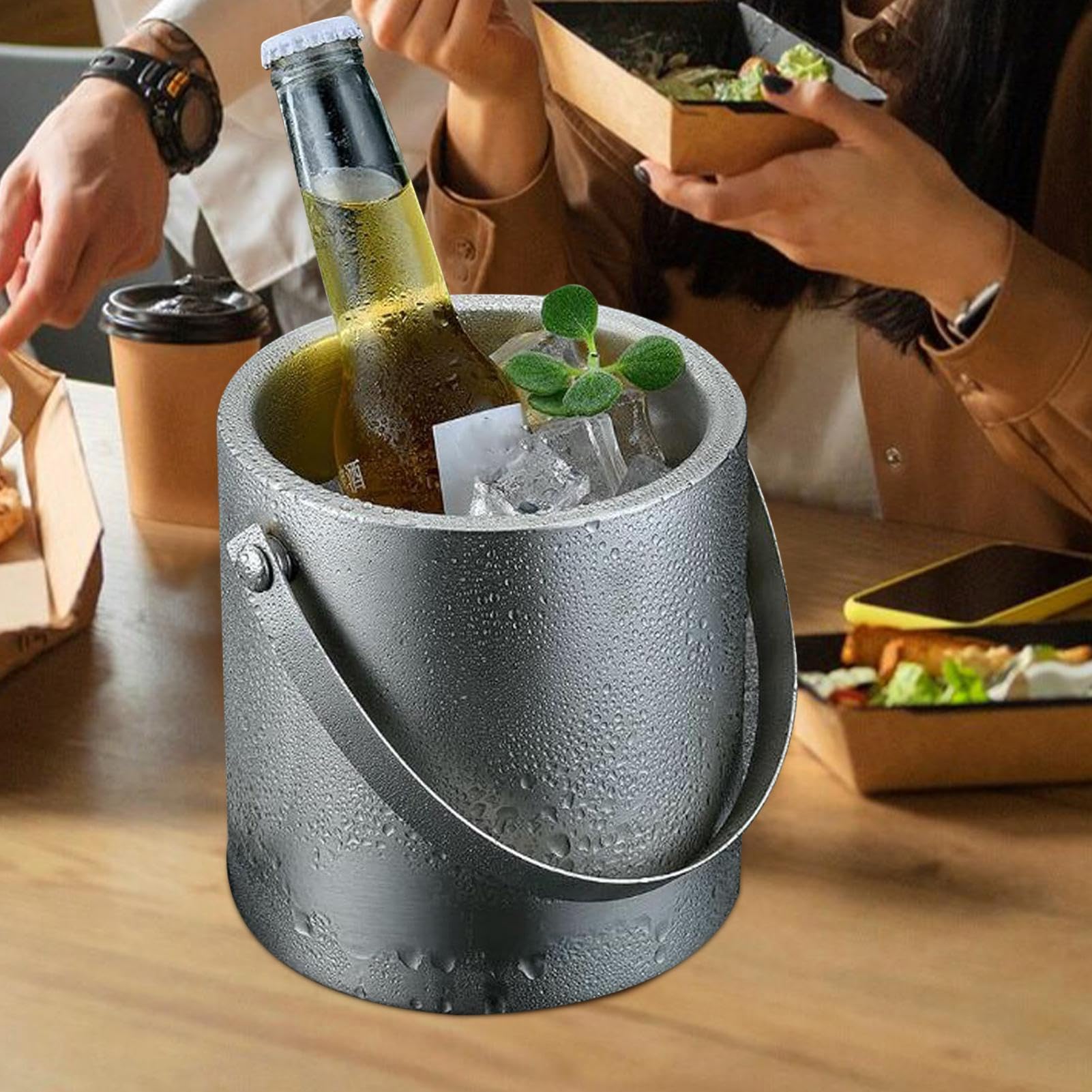 Edelstahl Eisbecher Runder Doppelwandiger Eisbecher | Dichter Behälter Für Sekt Und Getränke Im Restaurant Picknick Camping Und Grill