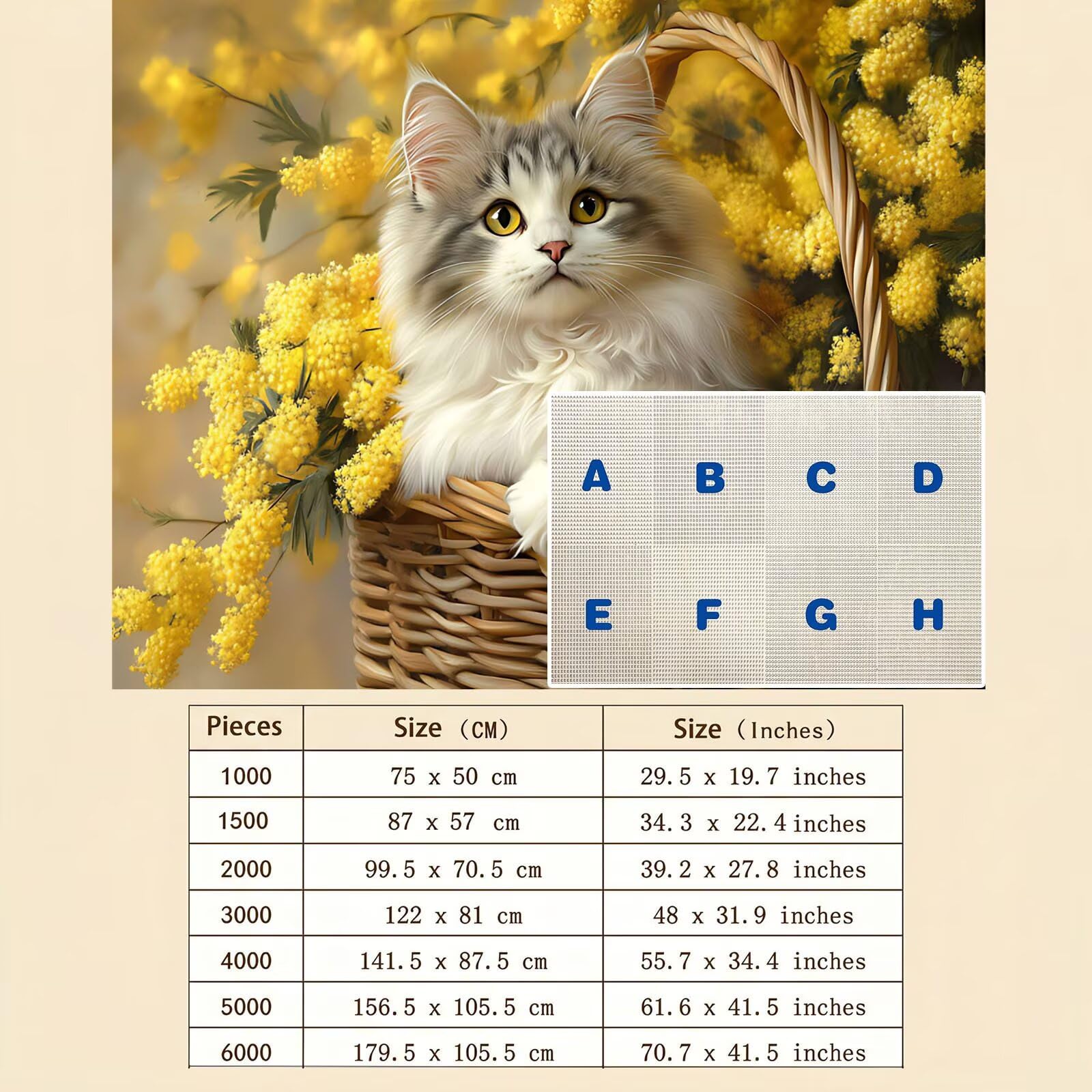 gatto fiore giallo Puzzle 5000 Pezzi per Adulti, Puzzle in Legno - Collezione Classica con Poster Incluso - Sfida di Concentrazione e Passatempo Antistress, Gioco per Famiglia, 156 x 105 cm f0-684