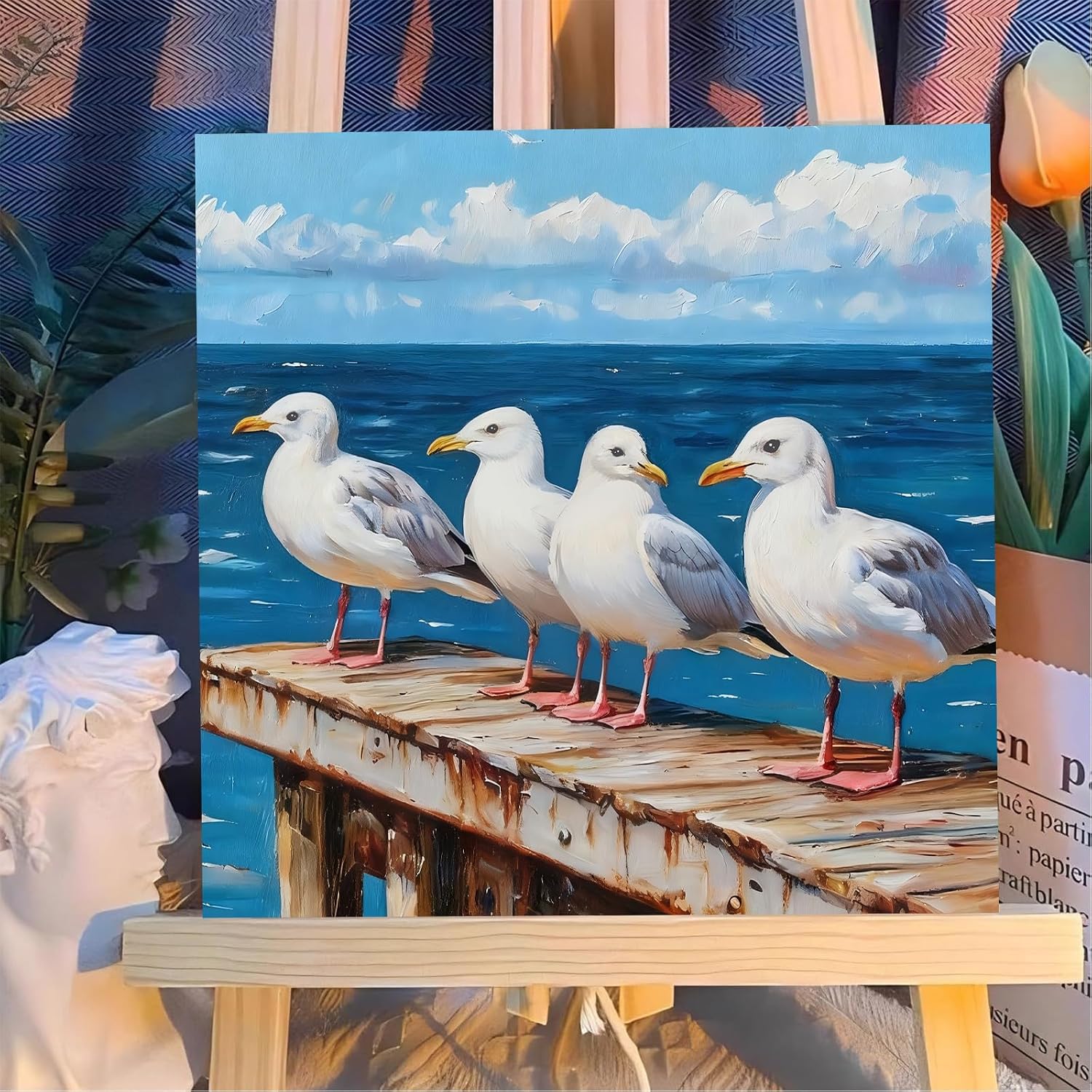 Reivworl Framed Seagull Paint by Numbers Kit for Adults Beginner 10×10 inch image 2