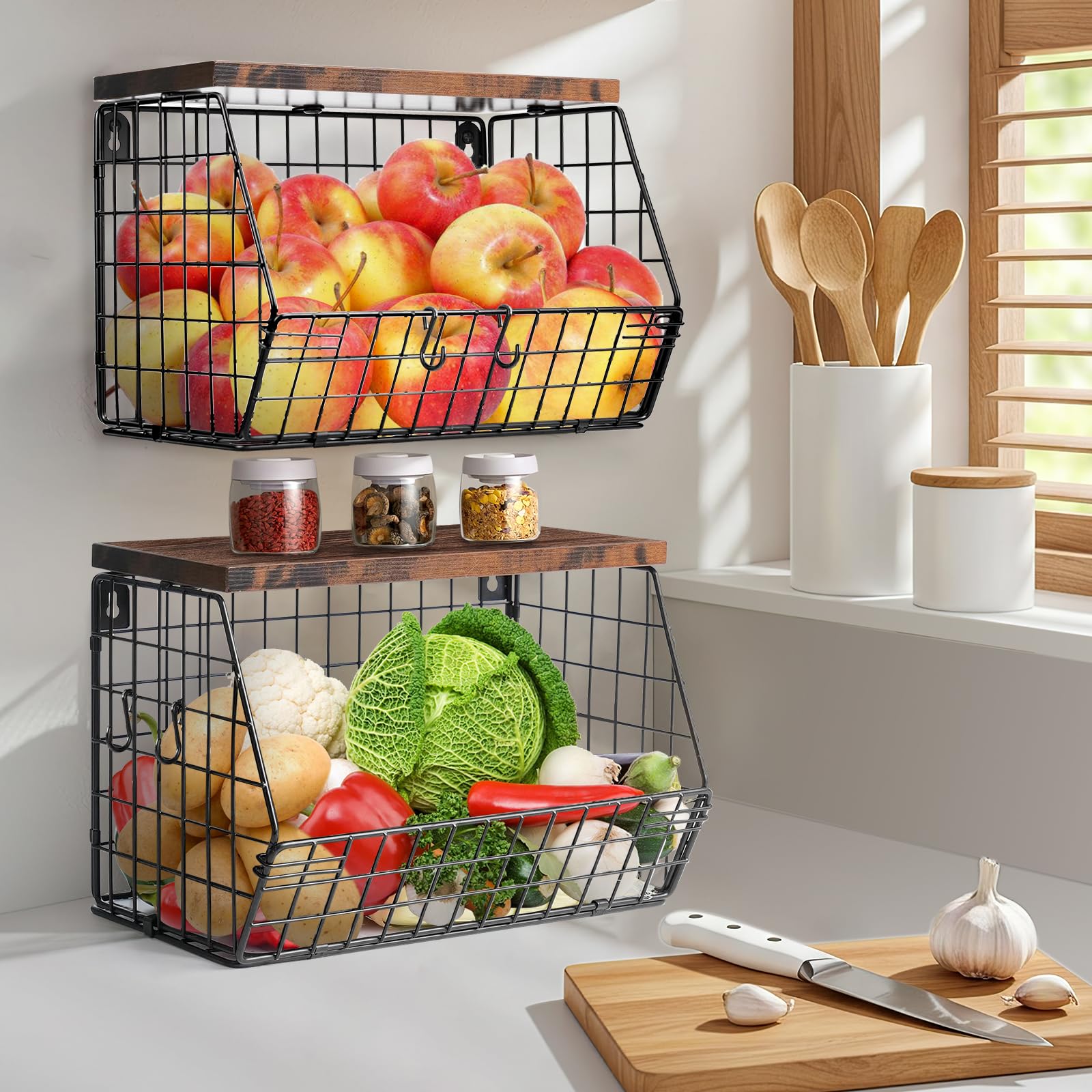 Cesto Per Frutta Rimovibile A 3 Ripiani, Portafrutta In Metallo Di - Foto 12