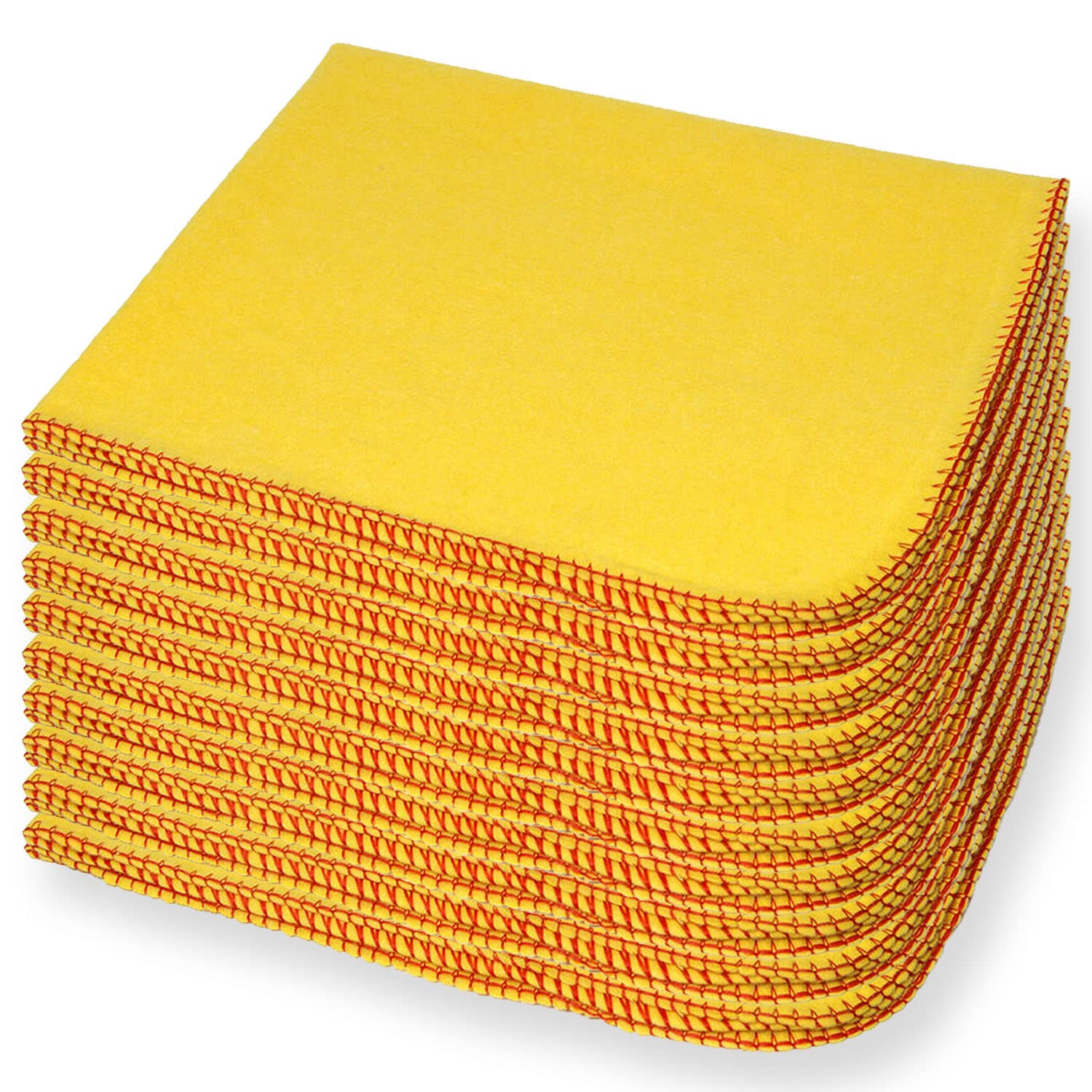 AKH® 10 Pack Yellow Cotton Dusters | Size: 27cm x 32cm | 100% Cotton | Cotton Cleaning Towel Cloth | Household Kitchen Cleaning Dusting Polishing | Lint Free Duster | Multi-Purpose Dusting Cloth