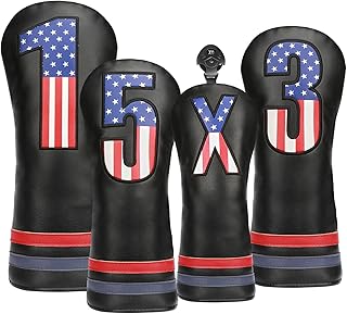 Golf Head Covers, 4pcs or 1pc USA Stars and Stripes Golf Club Covers for
