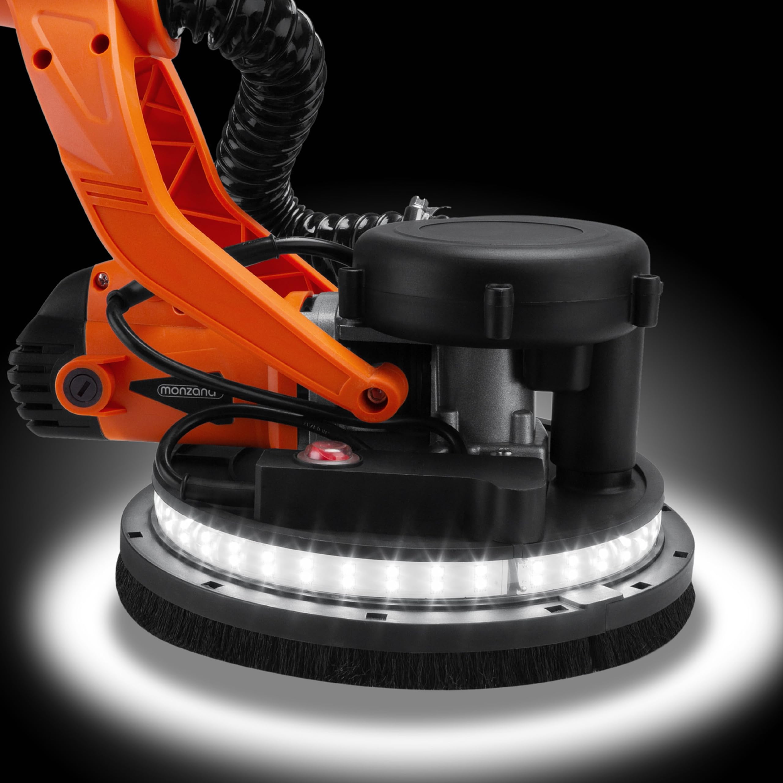 MONZANA® Ponceuse girafe avec aspirateur 750W max. 1750 tr/min 12x disques abrasifs 80 LED polisseuse meuleuse plafond mur manche télescopique