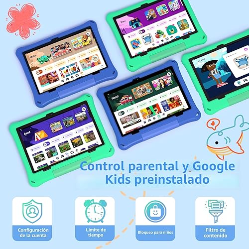 Miniatura 3 de Tableta para niños Tablet Android 15 de 10 pulgadas para niños, batería Octa-Core 6000mAh de 64 GB, WiFi 6, aplicaciones preinstaladas para niños,