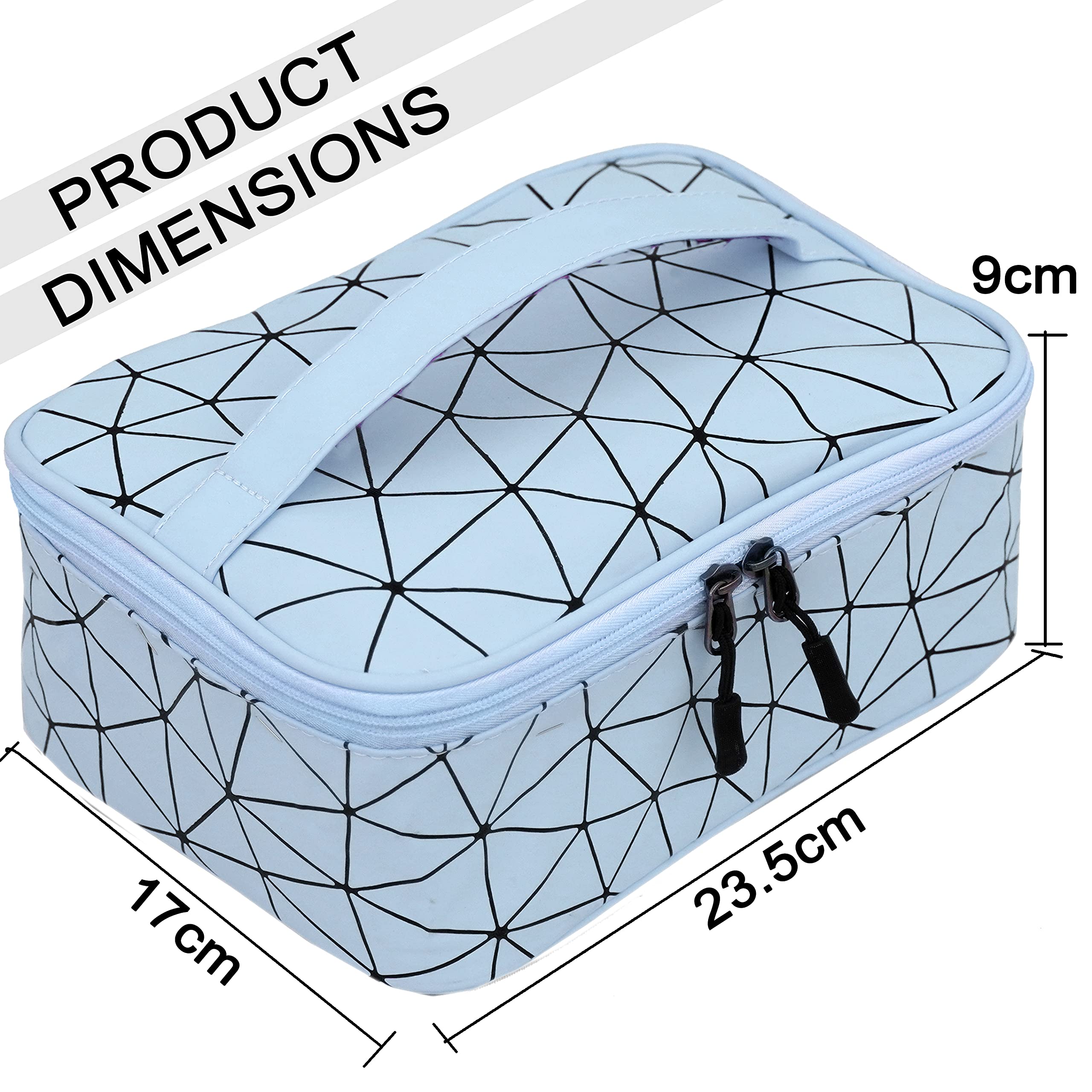 Tulman Multipurpose Fashion Cosmetic Bag,Makeup Organizer Bag For Home & Travel,Vanity Bag For Brushes,Toiletries, Cosmetics  (23.5 X 17 X 9 Cm) (Sky Blue)