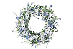 24" Daisy Lavender Eucalyptus Spring Wreath
