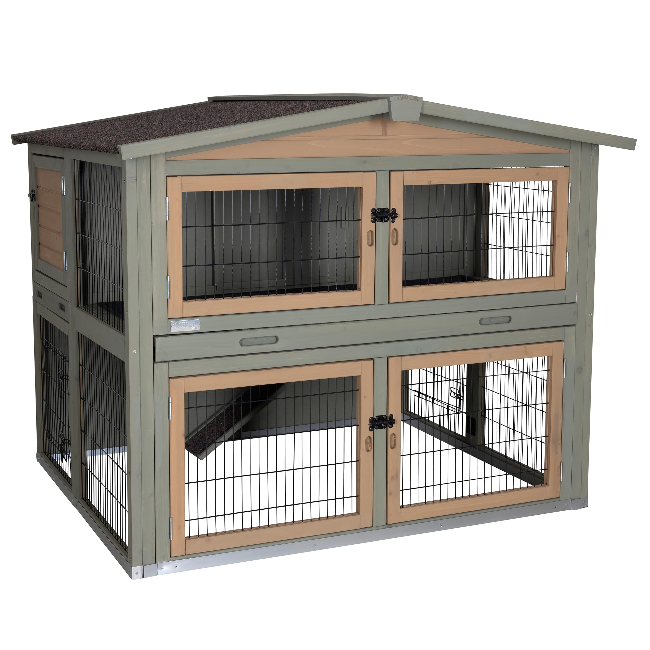 Kerbl Pet Nagerstall Suite, 134x115x111 cm, Kaninchenstall, Hasenstall, Holz, Kaninchen, Hasen