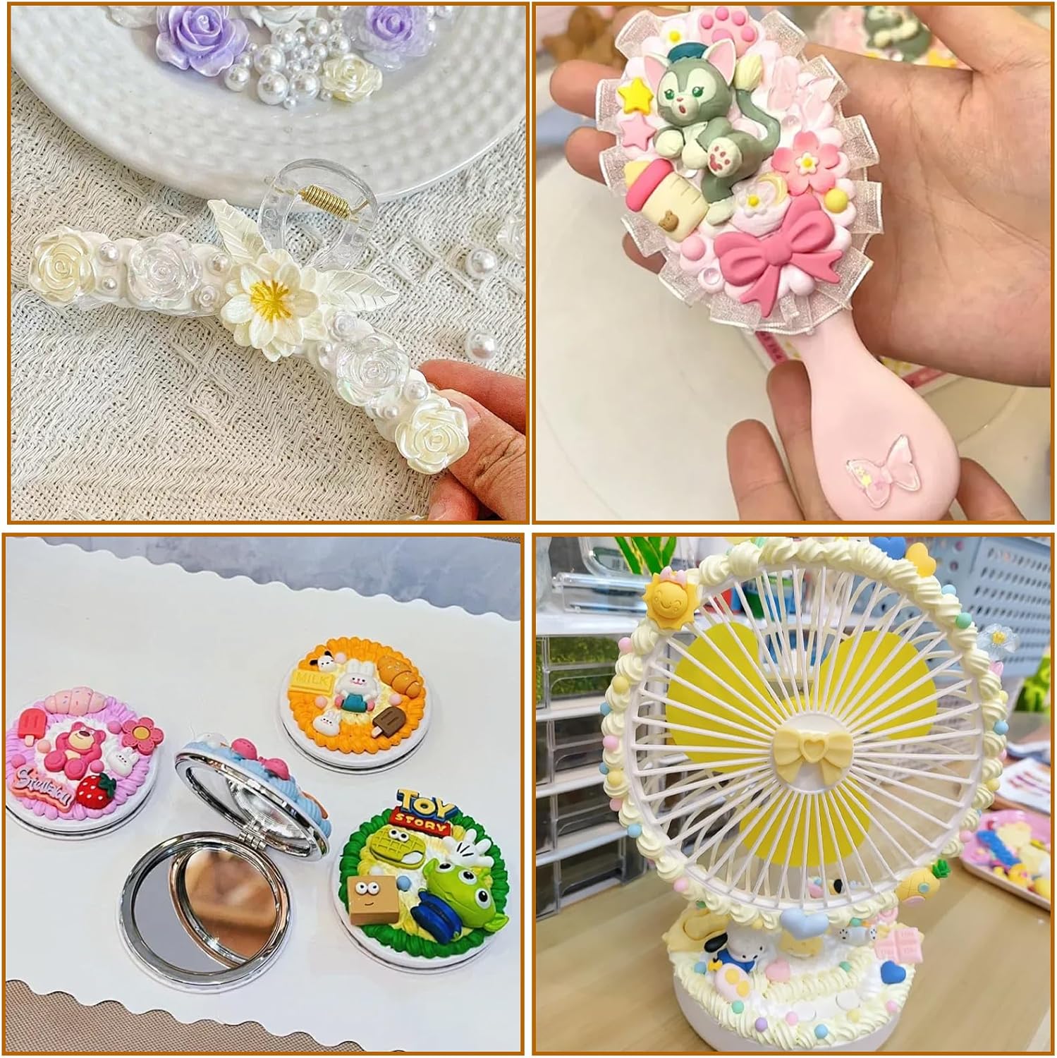 16 Colors Decoden Cream Kit, Fake Whipped Cream Glue Clay, Decoden Phone Case Kit, Suitable for DIY Crafts and Phone Case Accessories Decoration