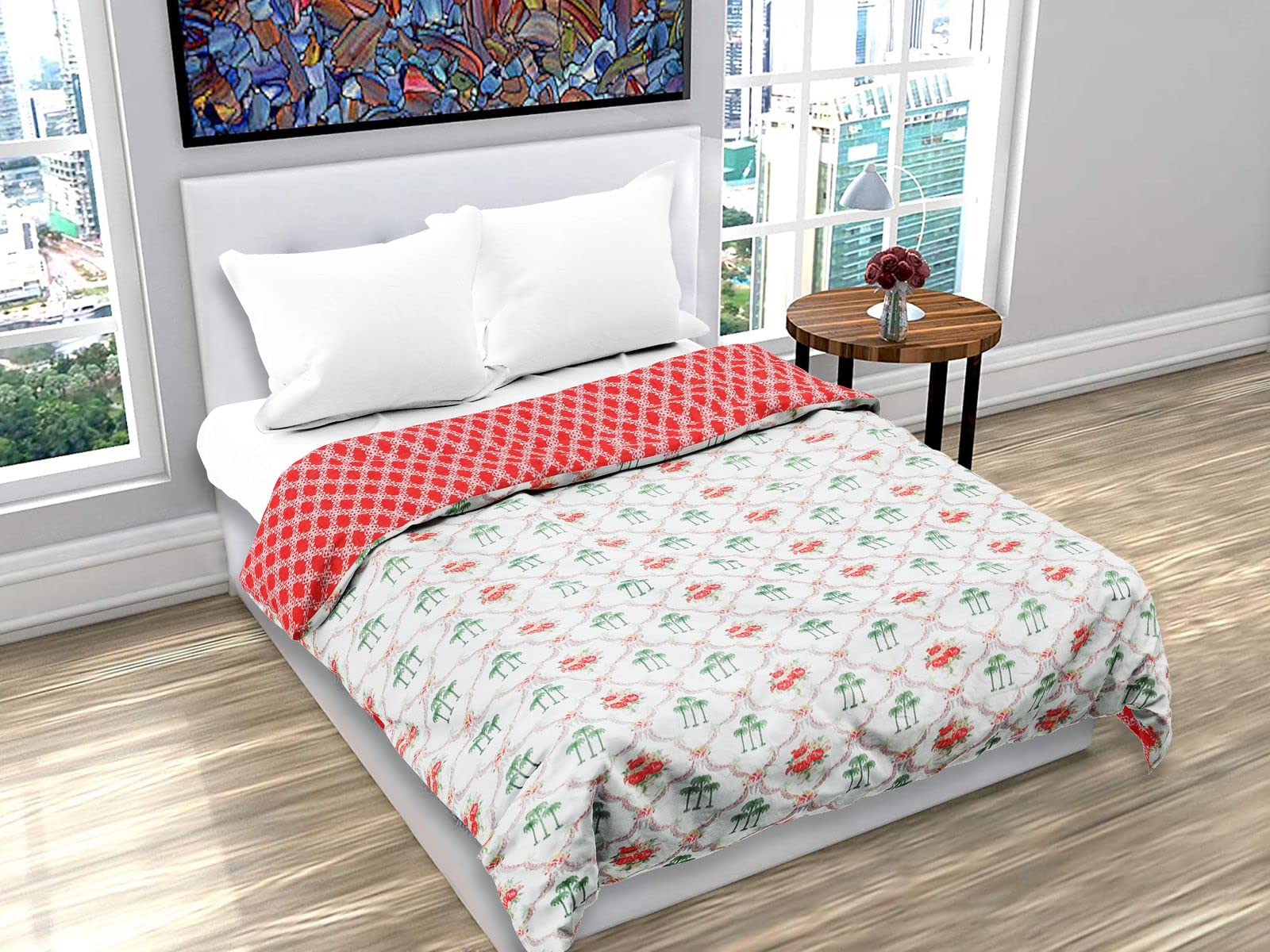 TIQH 100% Heavy Cotton Super Soft Summer Special Bed Reversible Blanket/Duvet/AC Comforter Light Weight, AC Dohar (Single, Blue Carry)-image-13