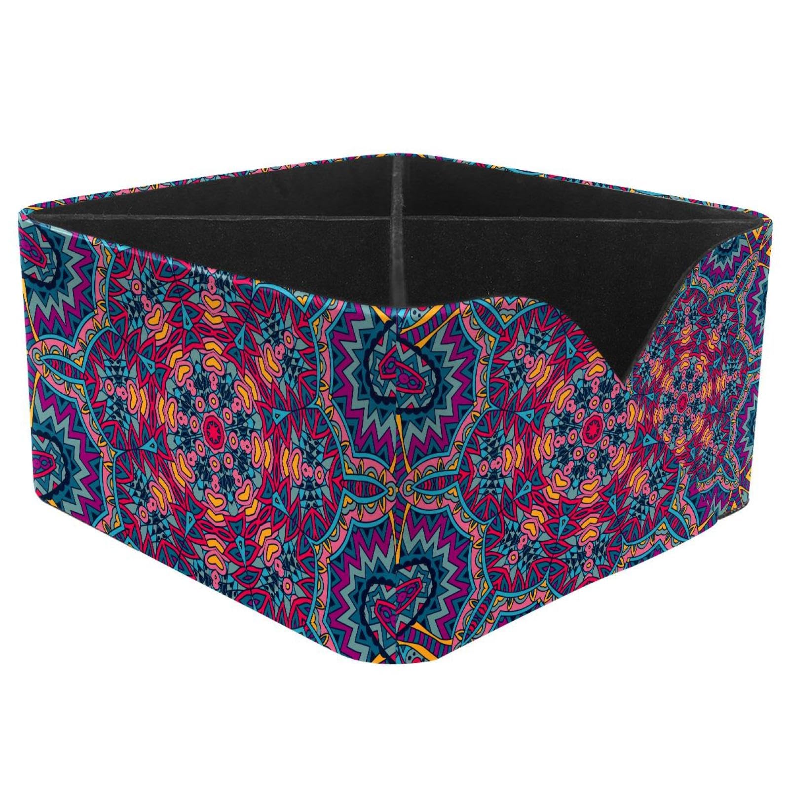 KengjuTesu Abstract Tribal Ethnic Mandala Flowers Vintage Pattern Desktop Organizer Pen Holder, Rectangular Pencil Cup for Office, Study and Makeup Stations