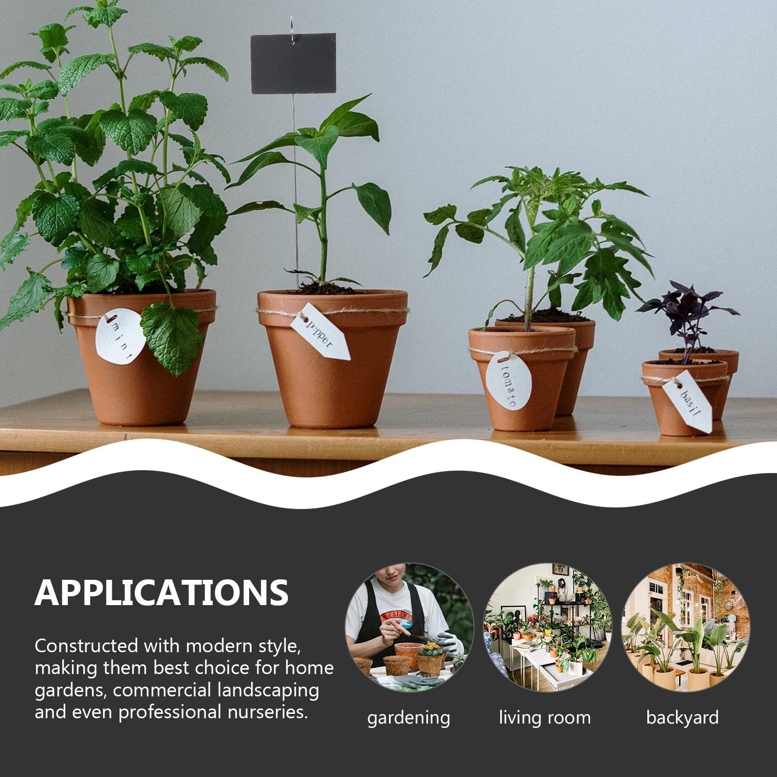 Edelstahl Pflanzenstecker für Gartenpflanzen Langlebige und Einfach zu Beschreibende Pflanzenschilder in Schwarz für Blumentöpfe und Gartenarbeit