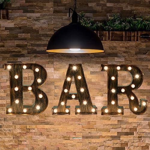 Letras con iluminación led industrial diseño de las 26 letras del alfabeto letreros de bar Cafe decoración para fiestas de cumpleaños Navidad bodas