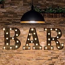 Vintage Bar Sign, Illuminated Bar Sign with Lights Light Up Bar Letter Lights, Lighted Bar Signs for Home Bar Marquee Letters Lights Retro Bar Cart Accessories Decor for Party Christmas Wedding Events