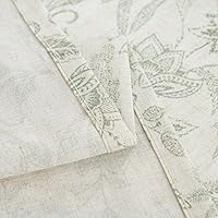 Vista 3 de Vangao Cortinas de cocina de granja con estampado floral, 24 pulgadas de largo, cortinas cortas de lino con bolsillo para barra, 2 paneles, verde