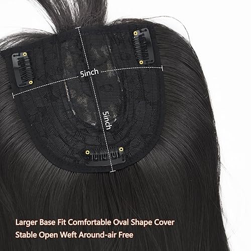 Miniatura 5 de Styler Extensiones de cabello castaño para mujer, extensiones de cabello fino en la parte superior con flequillo, pelo lacio, tupé de 12 pulgadas,
