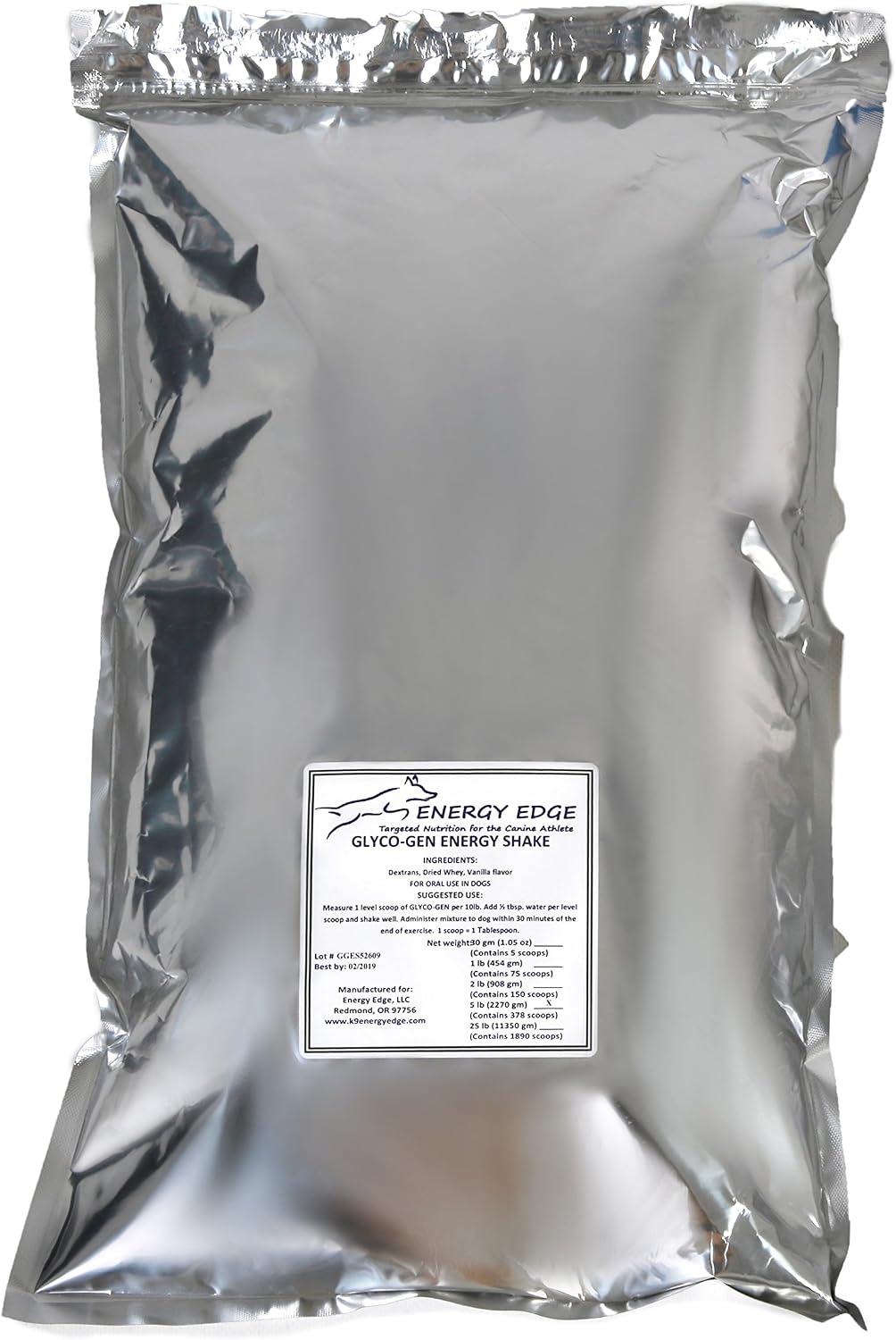 51b Energy Edge GlycoGen Shake Mix Energy Supplement for Working Dogs and Canine Athletes… Veterinarian formulated… Made in USA!