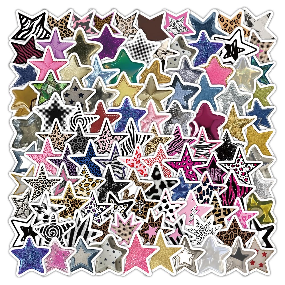 Star Stickers for Laptop(100 PCS),Gift for Children Teens Adults Girl Boys,Star Aesthetic Waterproof Stickers for Skateboard,Scrapbook,Bike,Phone,Computer,Luggage Water Bottle Guitar