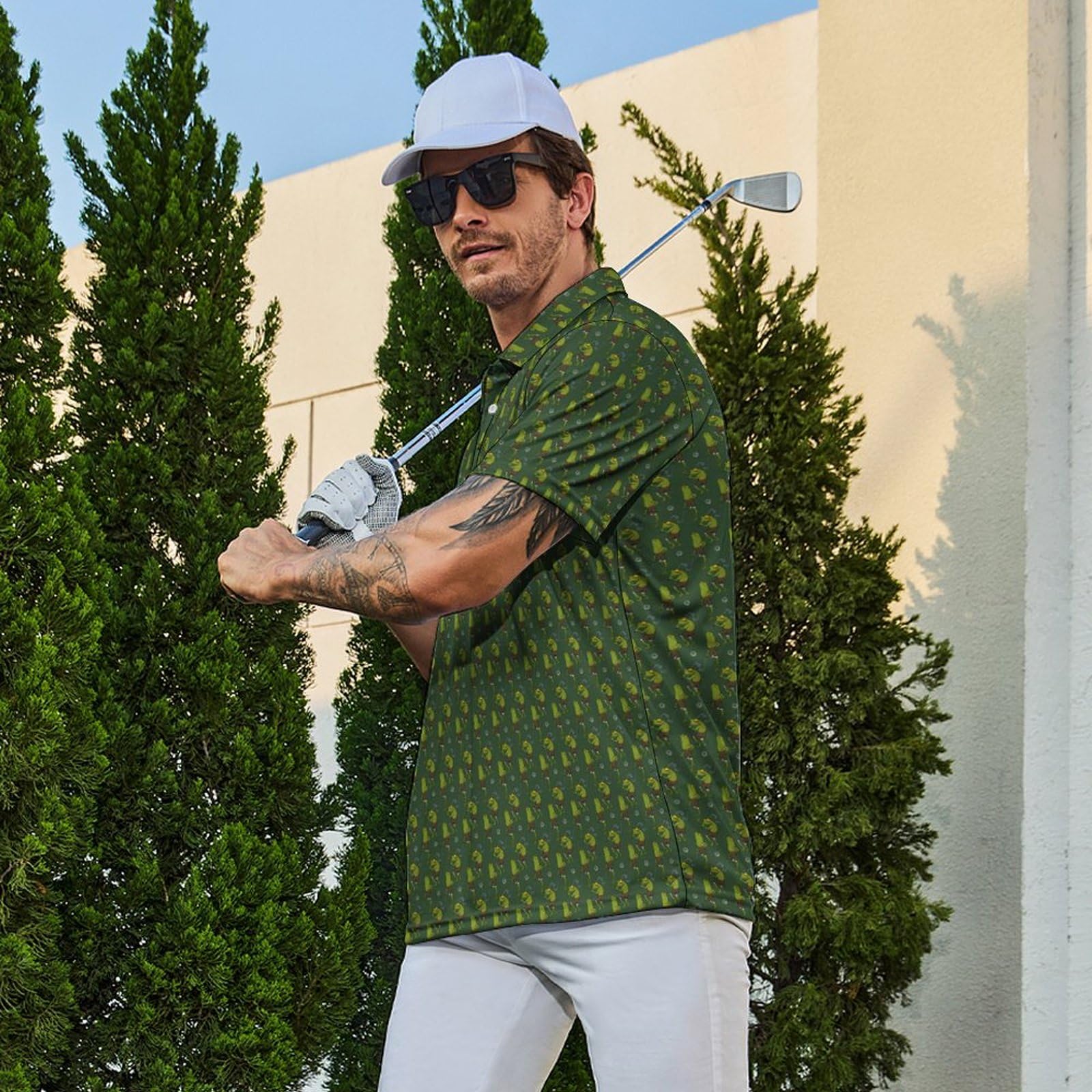 Camisas de golf para hombre, divertidas camisas polo de golf de manga corta, camisas polo que absorben la humedad, trajes de golf de rendimiento