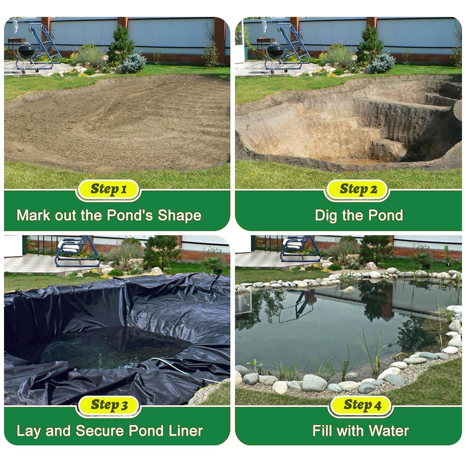 Pond Liner - Película de invernadero de 4 x 9 m, resistente al agua, lámina selladora gruesa para proyectos de tic y fiable