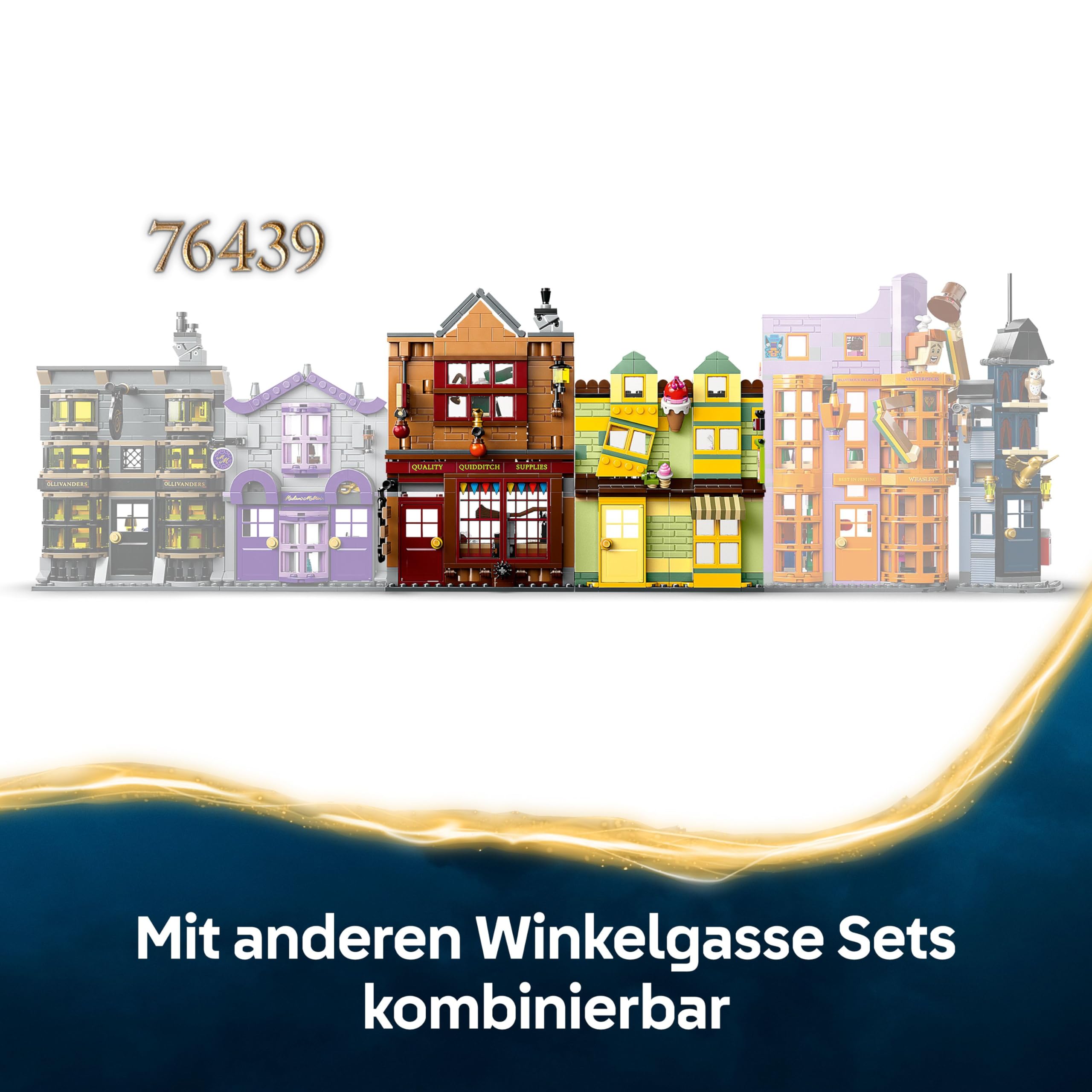 LEGO Harry Potter Qualität für Quidditch & Fortescues Eissalon - Set mit 2 Winkelgasse Läden, 6 Minifiguren & Zubehör inkl. Nimbus 2000 Besen - Geschenk für Jungen & Mädchen ab 8 Jahren - 76452