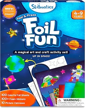 Skillmatics Foil Fun Space, No Mess Art & Craft Kit for Kids | Craft Kits & Supplies, DIY Creative Activity, Travel Toys, Screen-Free, Gift for Boys & Girls Ages 4, 5, 6, 7, 8, 9