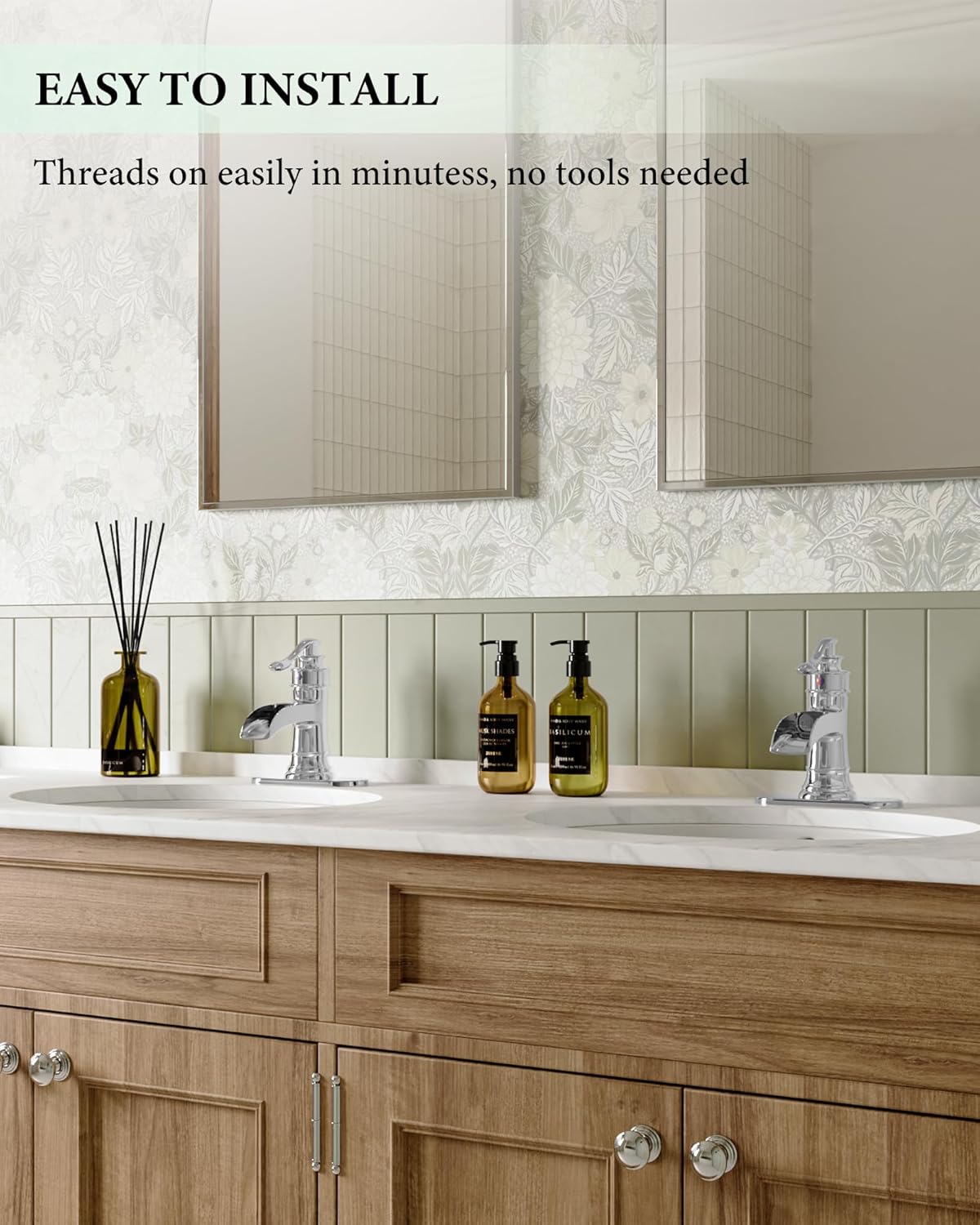 Homevacious Bathroom Faucet Waterfall Sink Faucets Bath Chrome Single Handle Farmhouse Sink Vanity 1 Hole or 3 Hole Basin Mixer Tap Lavatory Faucet with Deck Plate - Polished Chrome