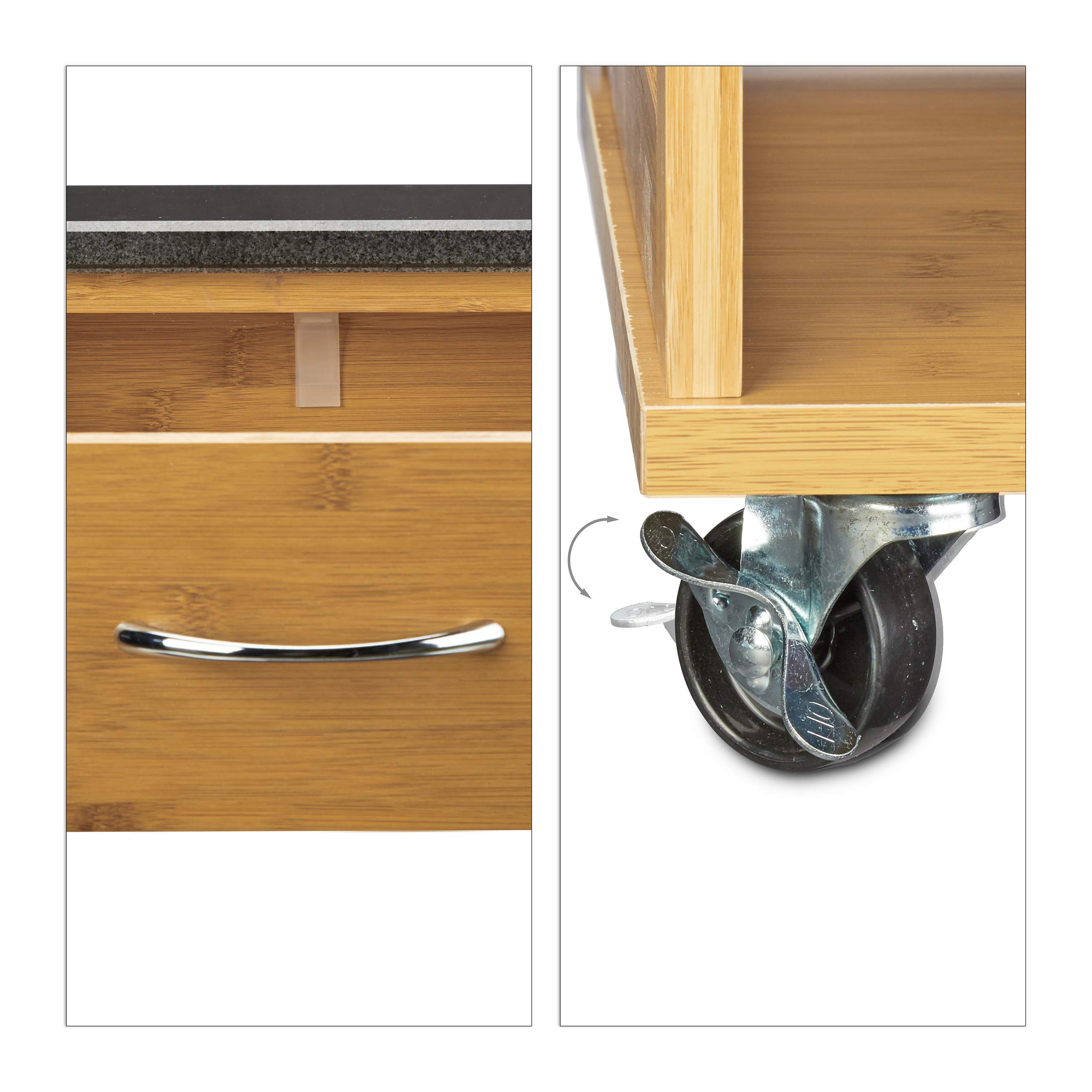 Relaxdays 10020312 Alfred Desserte de Cuisine Bambou Marron 81,5 x 47,5 x 37,5 cm