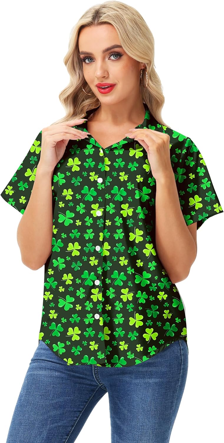 Deerose Womens 4th of July Button Down Shirts American Flag Short Sleeve Shirt - Image 3