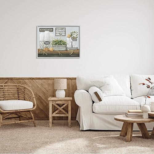 Miniatura 2 de Stupell Industries Country Washroom Counter Still Life - Toalla de baño con marco gris, 30 x 24 pulgadas, color azul