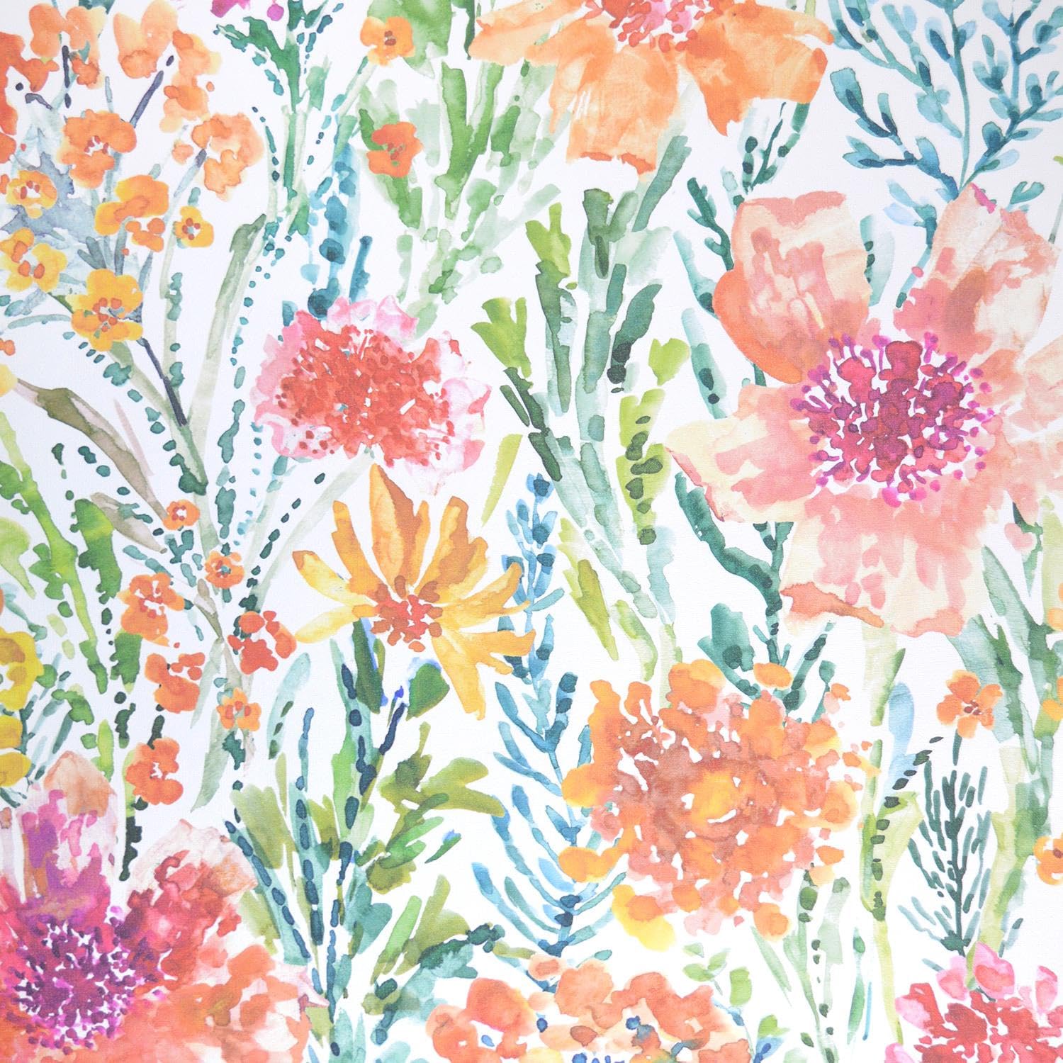 Yöl Light Floral Watercolour Multicoloured Wallpaper - Naturistic Leaves Flowers Modern - Paste The Wall Textured
