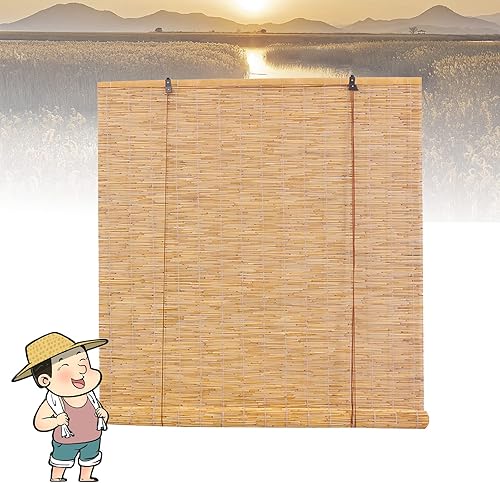 OCAZI Persianas enrollables de bambú persianas enrollables de bambú con elevación persianas de bambú para protección solar de patio bambú retro para