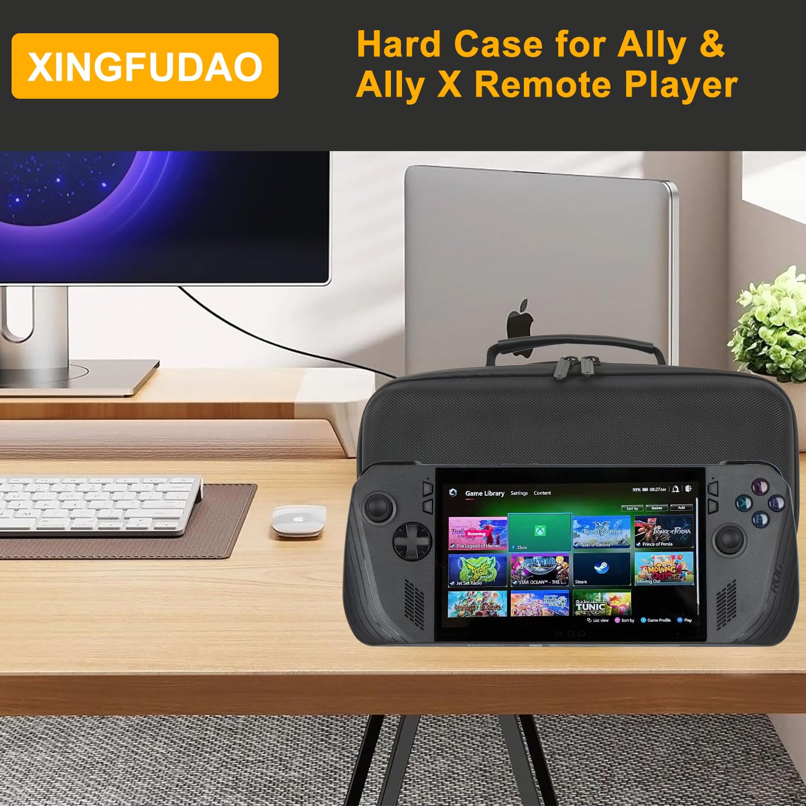 XINGFUDAO Konsole Eva-Hülle, Kompatibel Mit ASUS ROG Ally 7 Zoll 120Hz Gaming Handheld, Spielkonsolen-Organizer Mit Großer Kapazität (Schwarz)