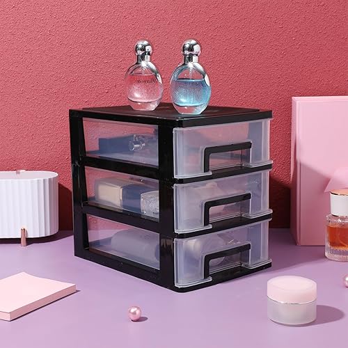 Miniatura 9 de Gatuida Cajones de almacenamiento de plástico, cajón de escritorio transparente, caja de almacenamiento, caja de almacenamiento multicapa para