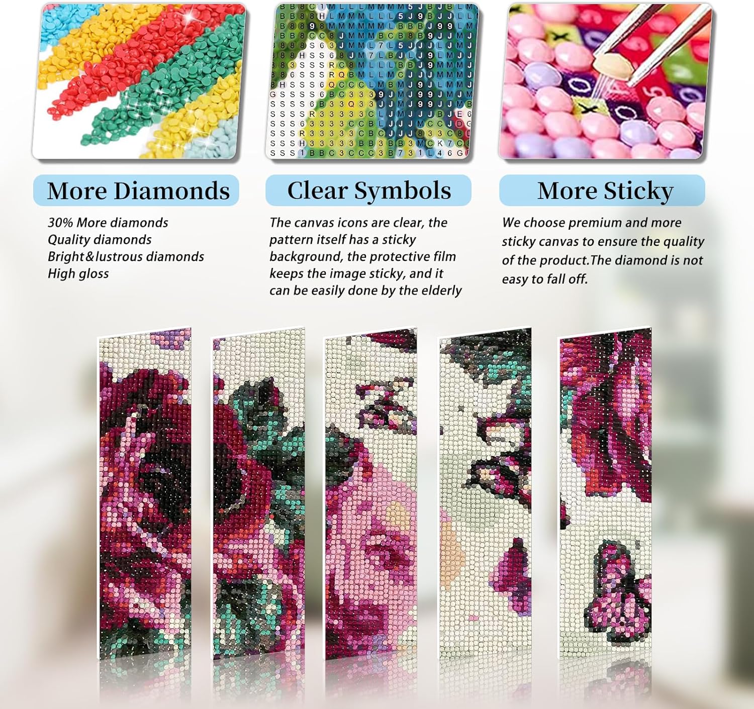 12 Pack Flowers Diamond Art Kits Packs for Adults, 5D Diamond Painting Kit Sets with Tools for Beginners DIY Full Drill Diamonds Paintings Crafts Gem Art by Number Gift Home Wall Decor (12x16 Inch)
